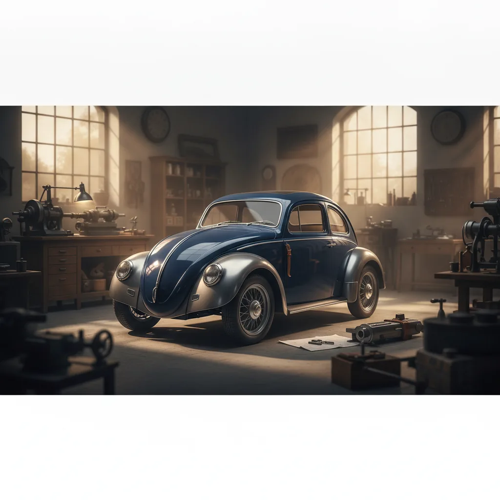 Тематический образ к дате: 28 мая 1937: основание Volkswagen — народный автомобиль — атмосферная иллюстрация КупиСалон