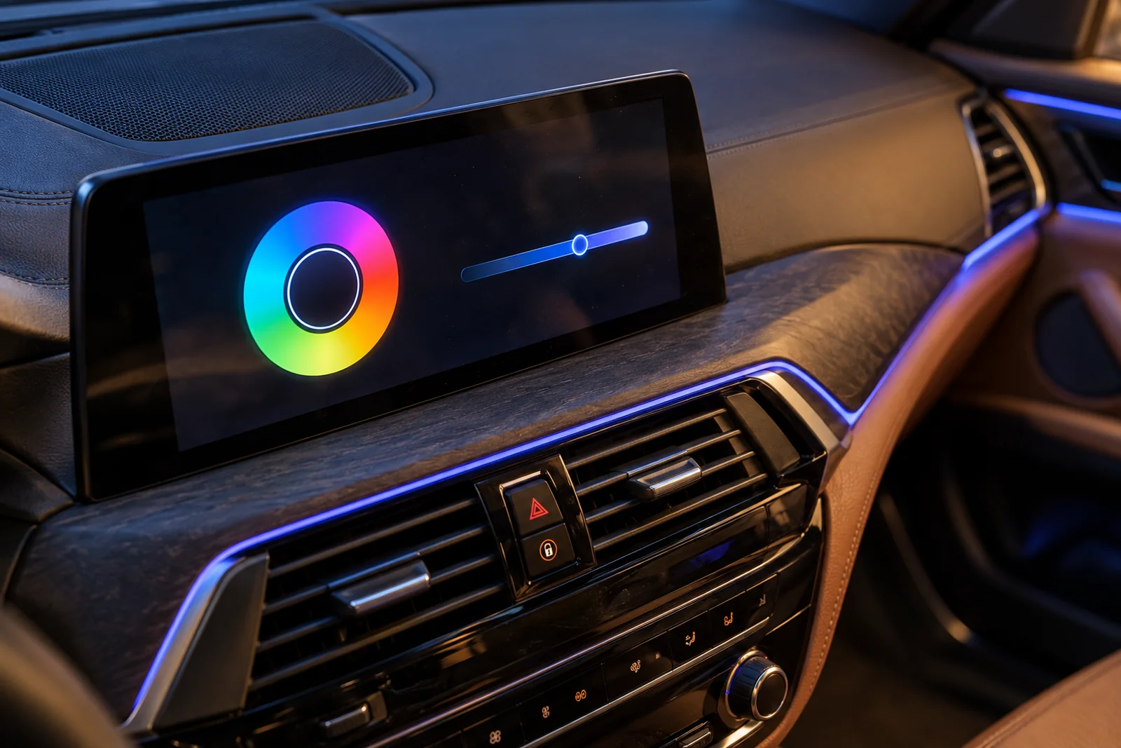Иллюстрация: выбор цвета контурной подсветки на экране BMW X3