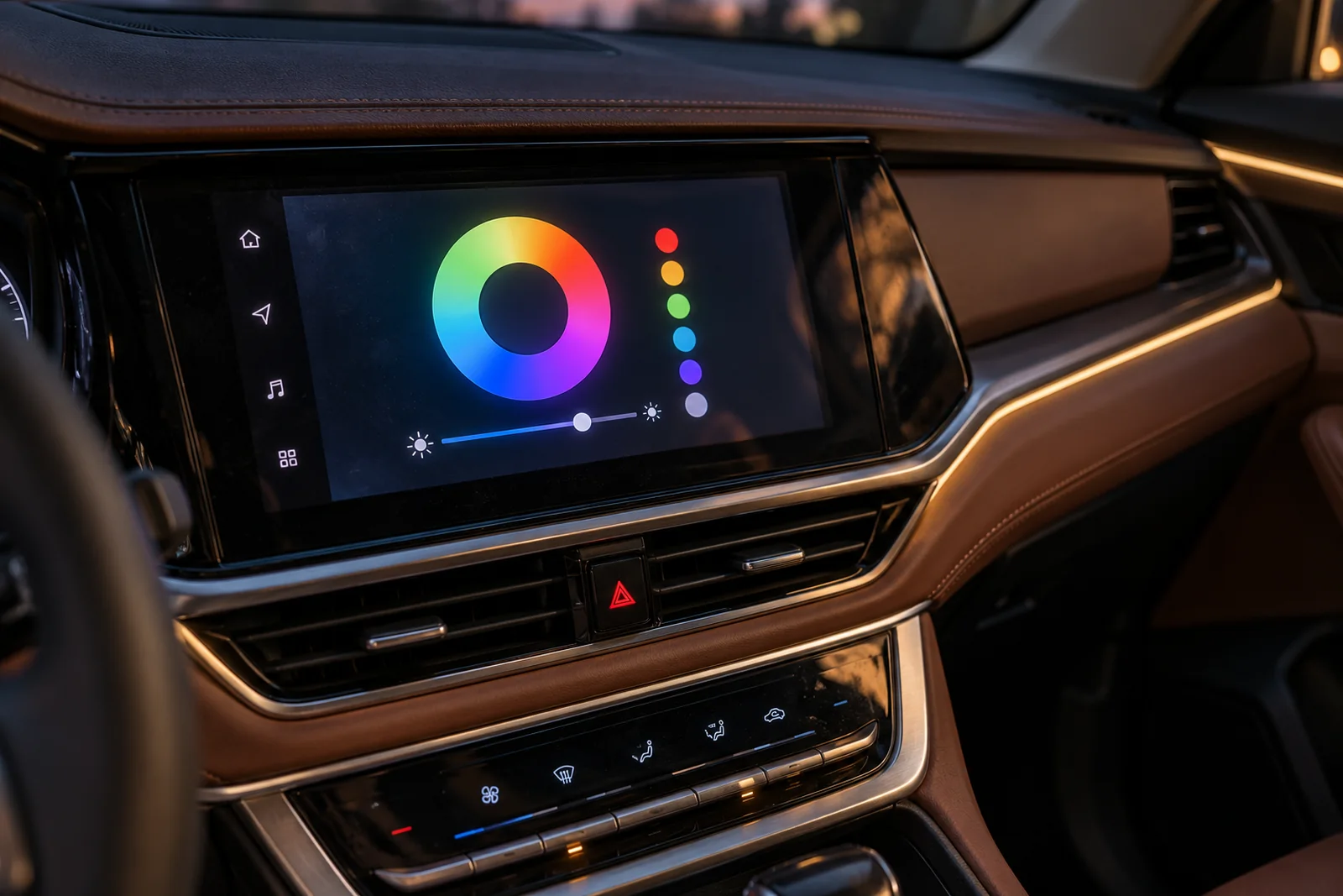 Иллюстрация: выбор цвета контурной подсветки на экране Changan Cs35plus