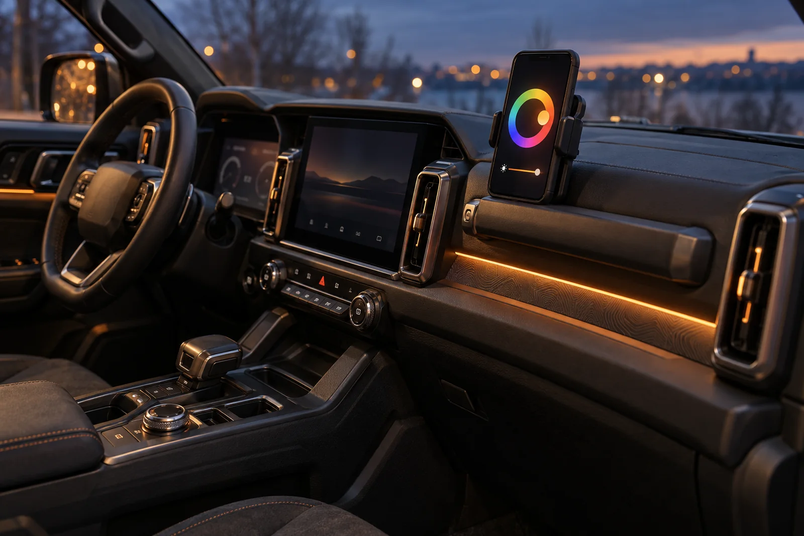 Иллюстрация: управление подсветкой салона с телефона, Haval Dargo