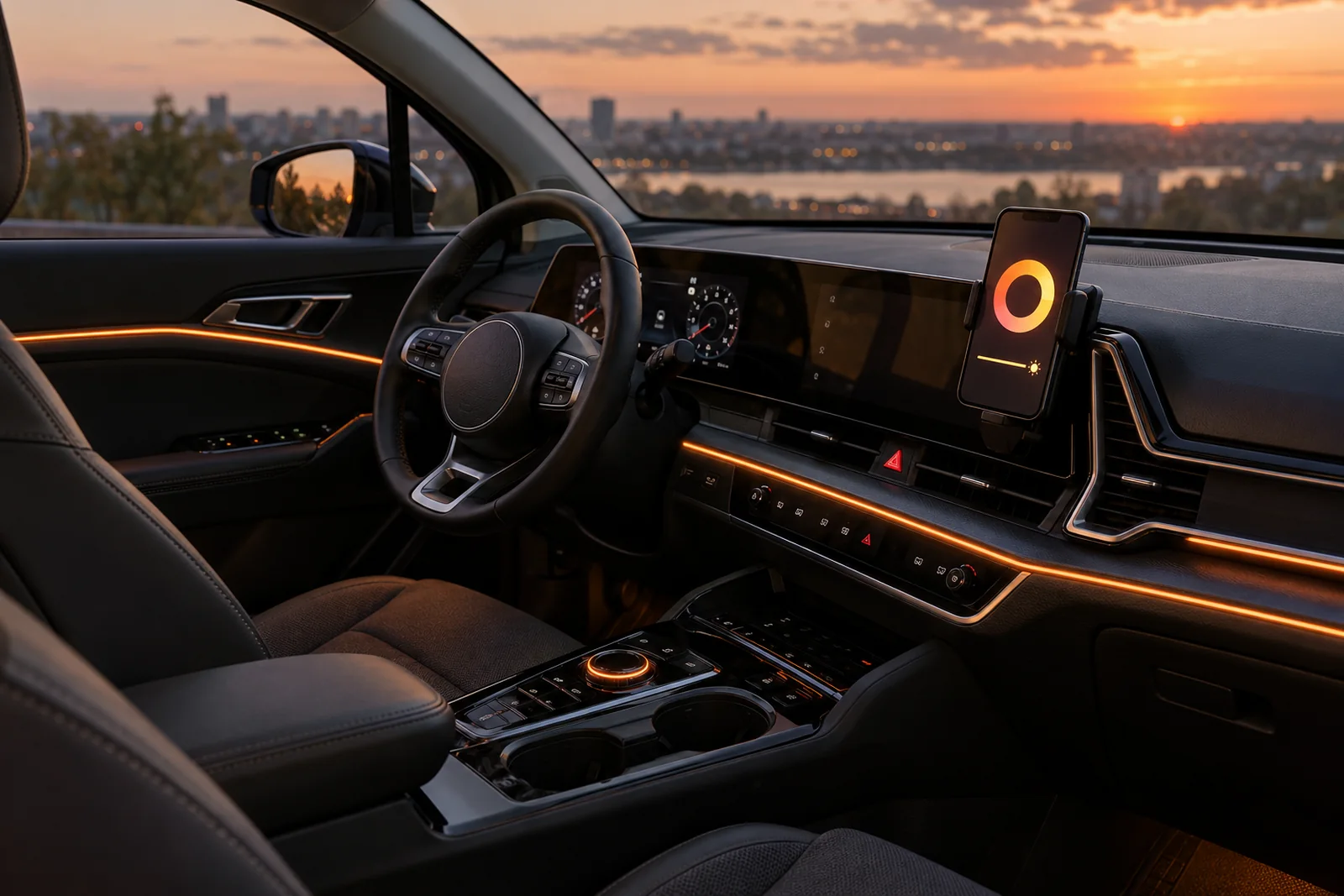 Иллюстрация: управление подсветкой салона с телефона, Kia Sportage
