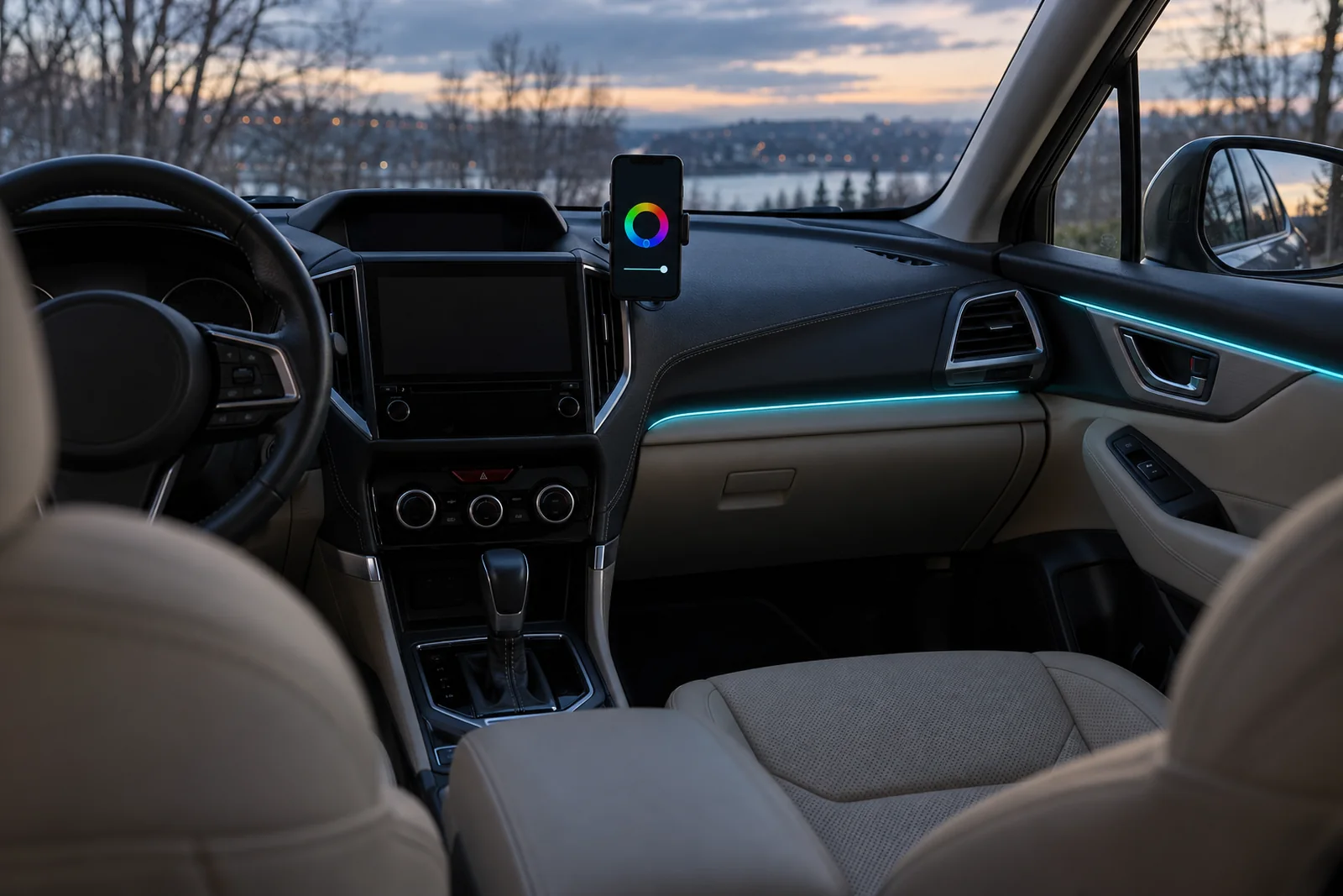 Иллюстрация: управление подсветкой салона с телефона, Subaru Forester