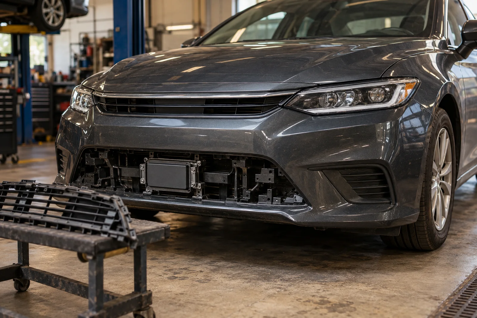 Иллюстрация: место радара адаптивного круиз-контроля в переднем бампере автомобиля