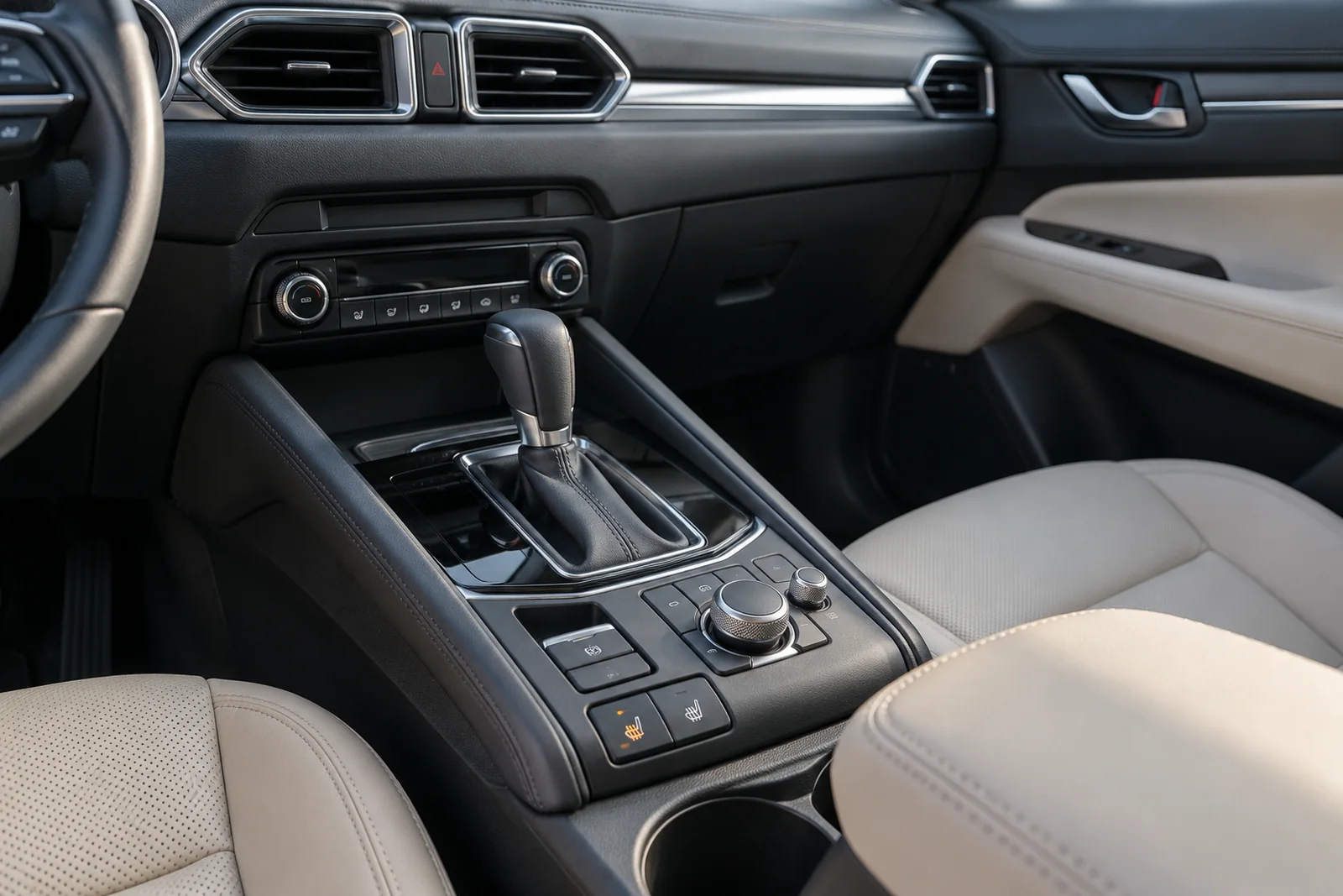 Иллюстрация: клавиши подогрева сидений на центральном тоннеле Mazda CX-5