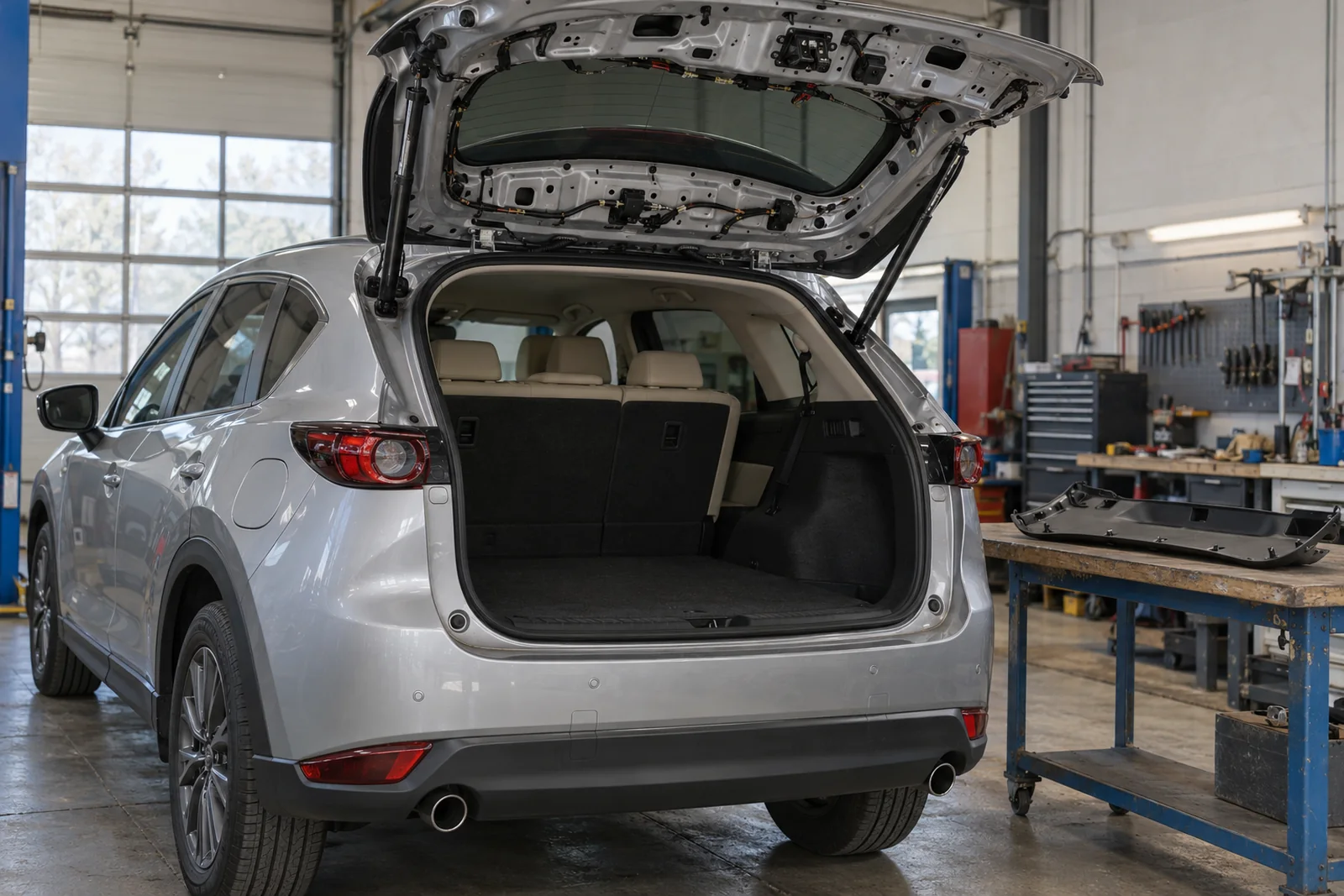 Иллюстрация: установка электропривода багажника на Mazda CX-5