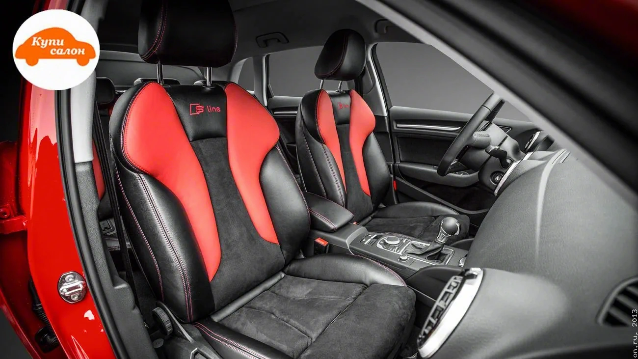 Audi A3 S Line — Перетяжка салона Audi S Line: сиденья в красно-черной коже и алькантаре