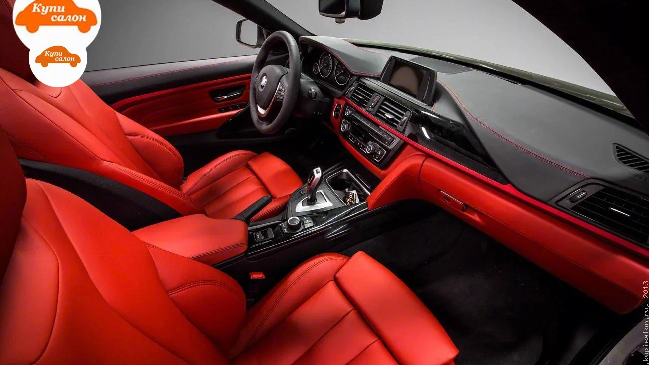 BMW 4 — Интерьер BMW с перетяжкой салона в красную кожу и черные элементы с красной строчкой