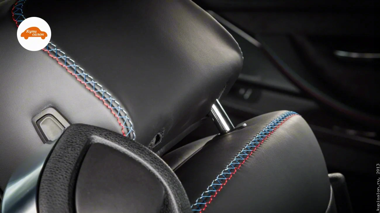 BMW M6 — Перетяжка сидений и подголовников черной кожей с декоративной строчкой