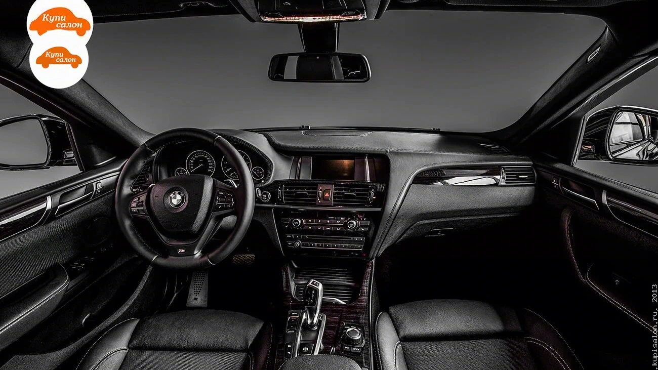 BMW X4 — Интерьер BMW X3 с перетянутым рулем, сиденьями и элементами салона
