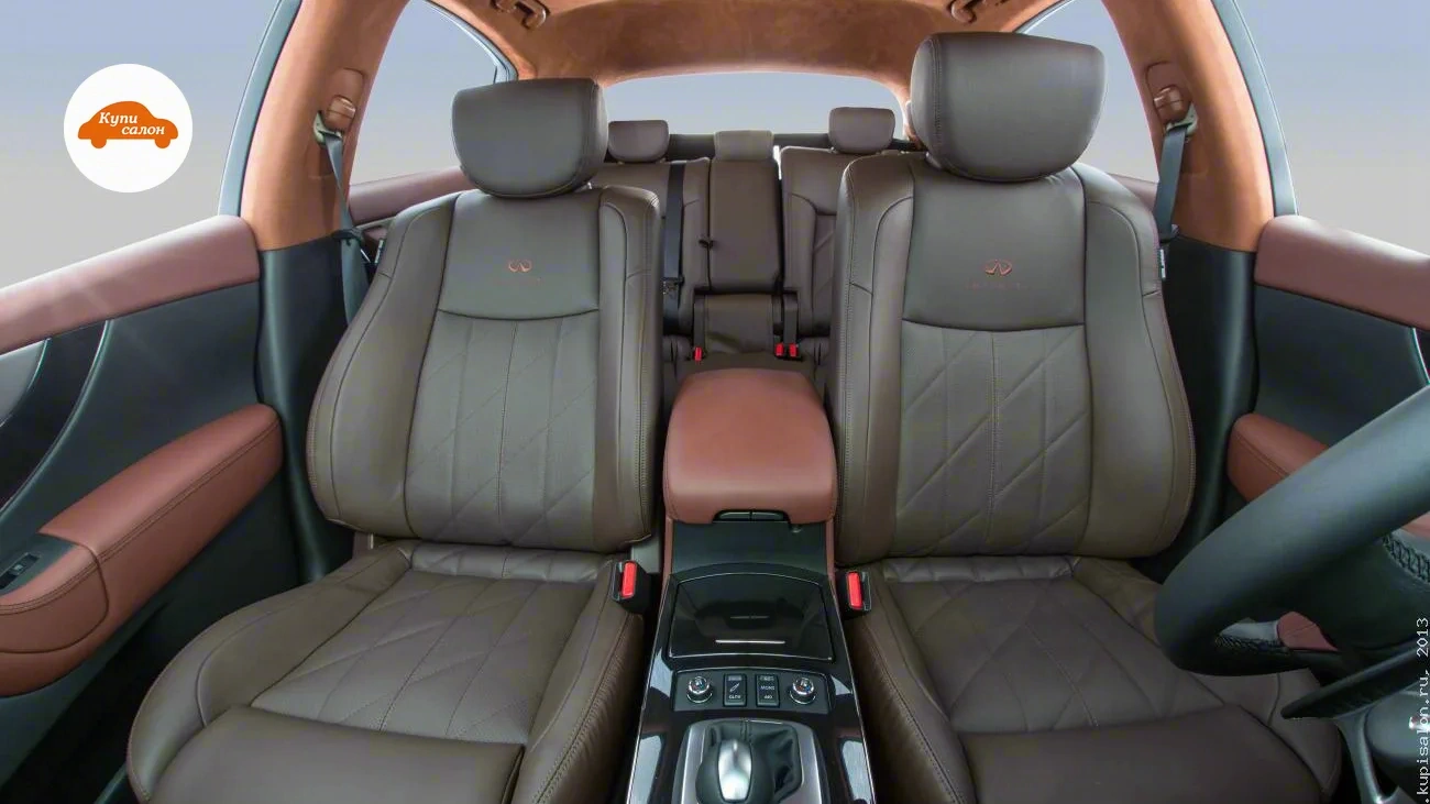 Infiniti FX37 — Интерьер Infiniti с перетяжкой салона в коричневую кожу с ромбовидной строчкой