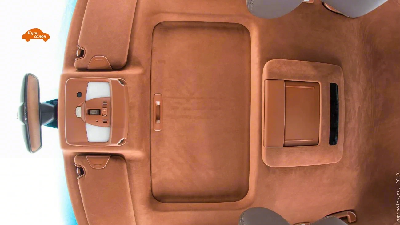 Infiniti FX37 — Перетяжка потолка и элементов салона в коричневую алькантару, вид сверху