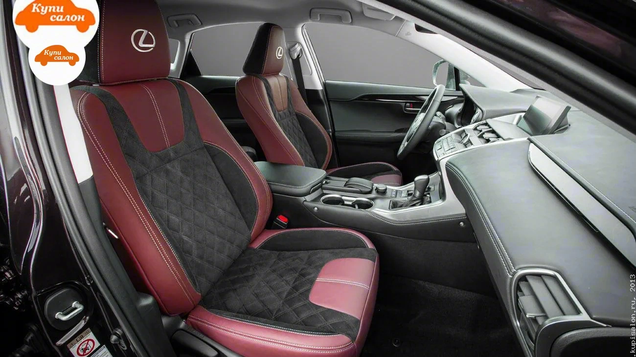 Lexus NX — Перетяжка салона Lexus NX в красно-черную кожу с ромбовидной прострочкой и вышивкой