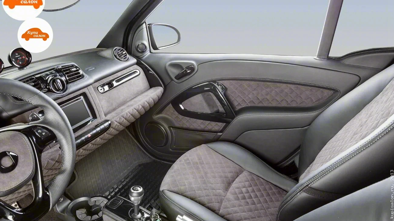 Mercedes-Benz Smart Brabus — Перетяжка салона Smart с ромбовидной прострочкой и акцентами из черного глянца