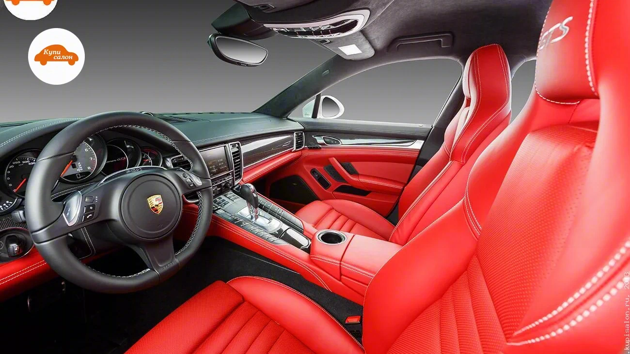 Porsche Panamera — Интерьер Porsche Panamera с красной кожаной отделкой и белой строчкой