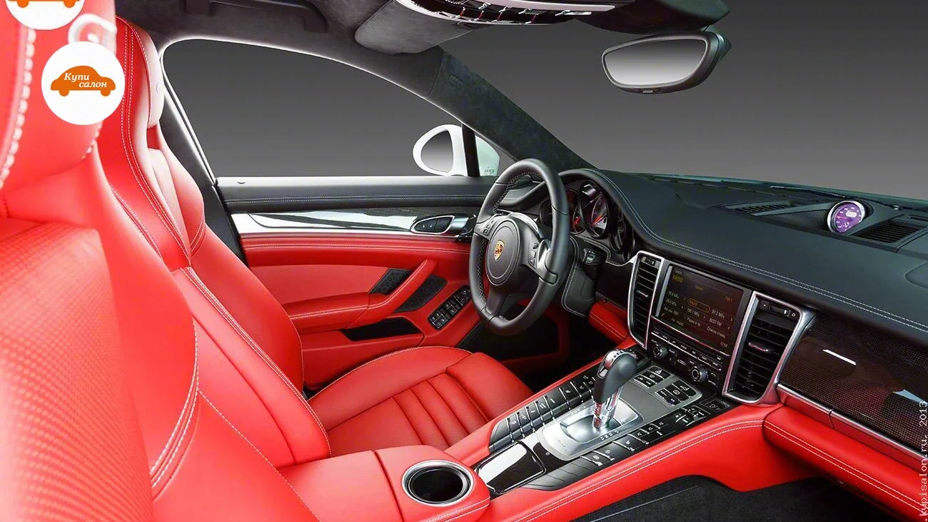 Porsche Panamera — Интерьер Porsche Panamera с перетяжкой салона в красную кожу и черную алькантару