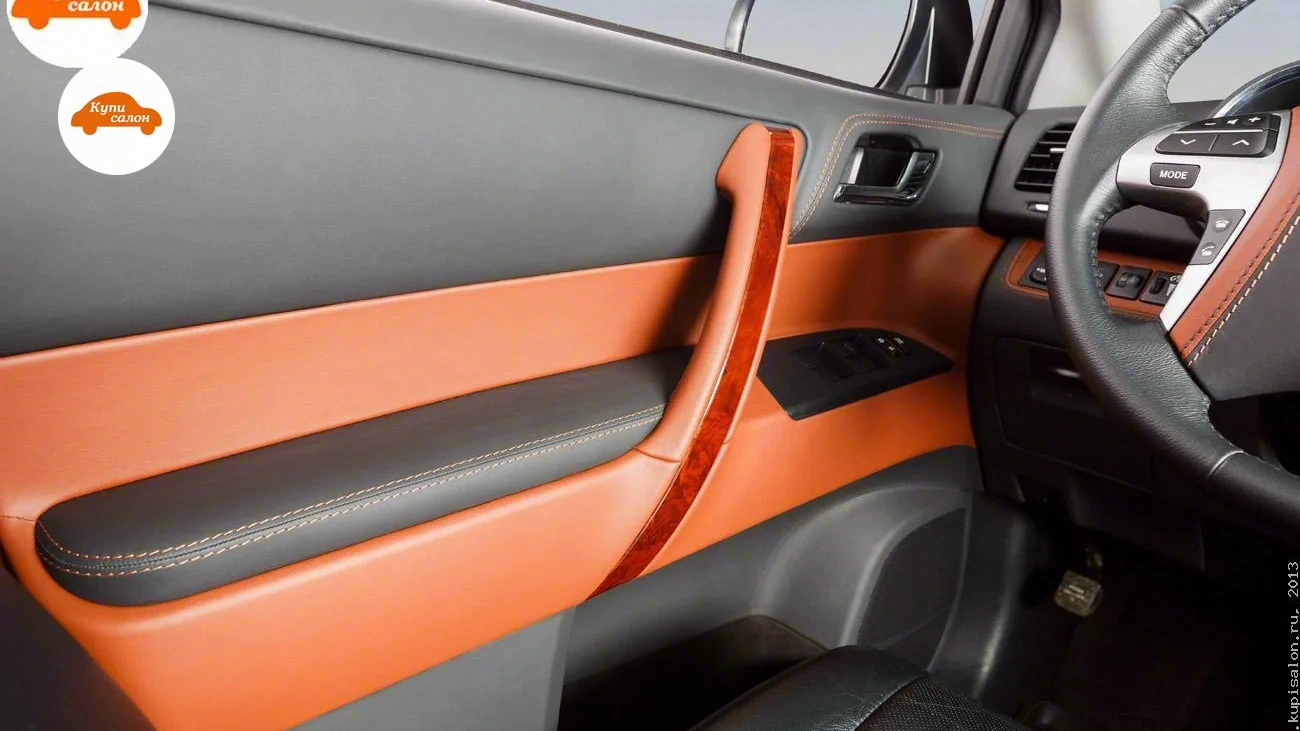 Toyota Highlander — Перетяжка салона автомобиля: дверная карта и руль в двухцветной коже