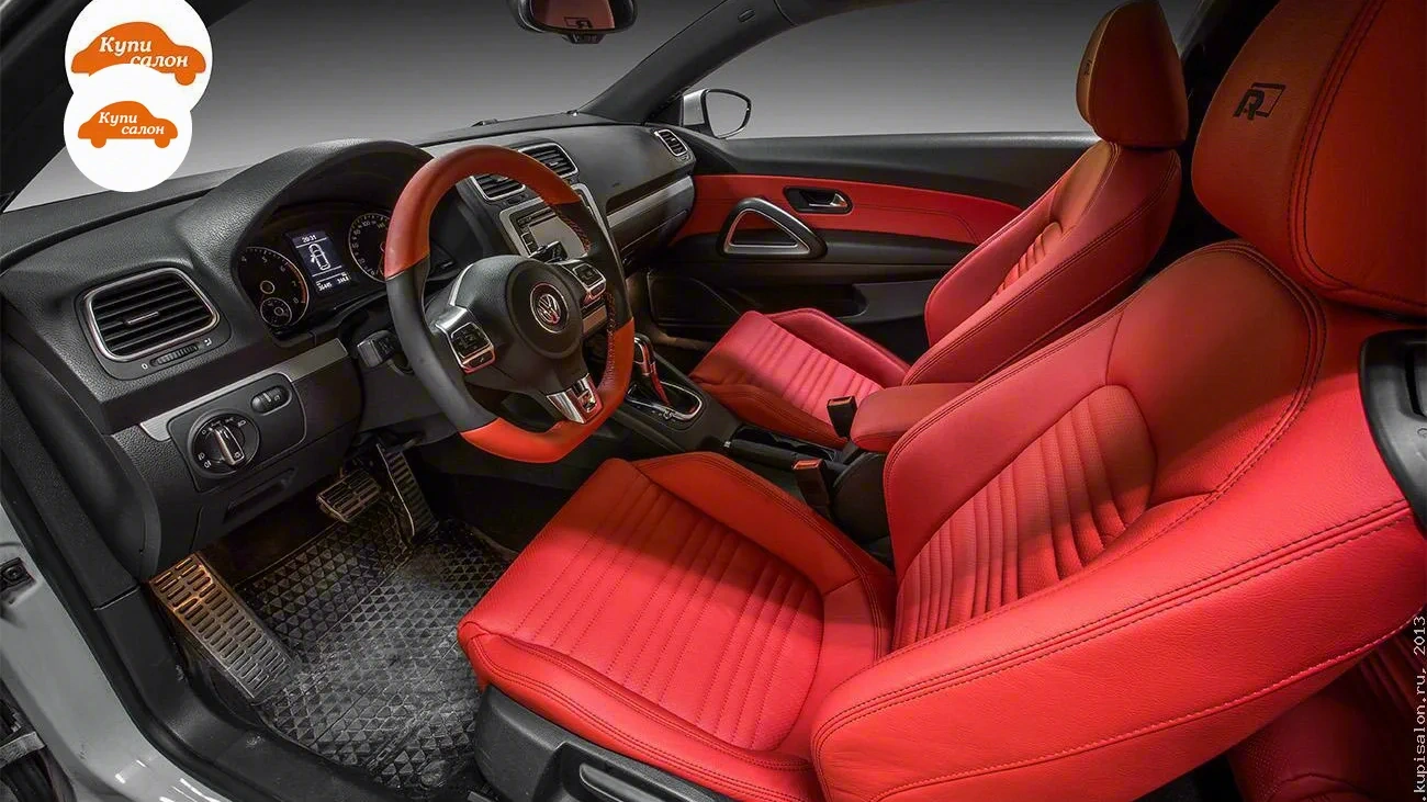 Volkswagen Scirocco — Перетяжка салона Volkswagen Scirocco красной кожей, тюнинг интерьера