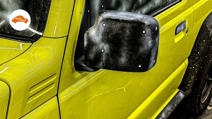 Оклейка защитной пленкой Suzuki Jimny, желтый кузов, черные элементы, процесс оклейки