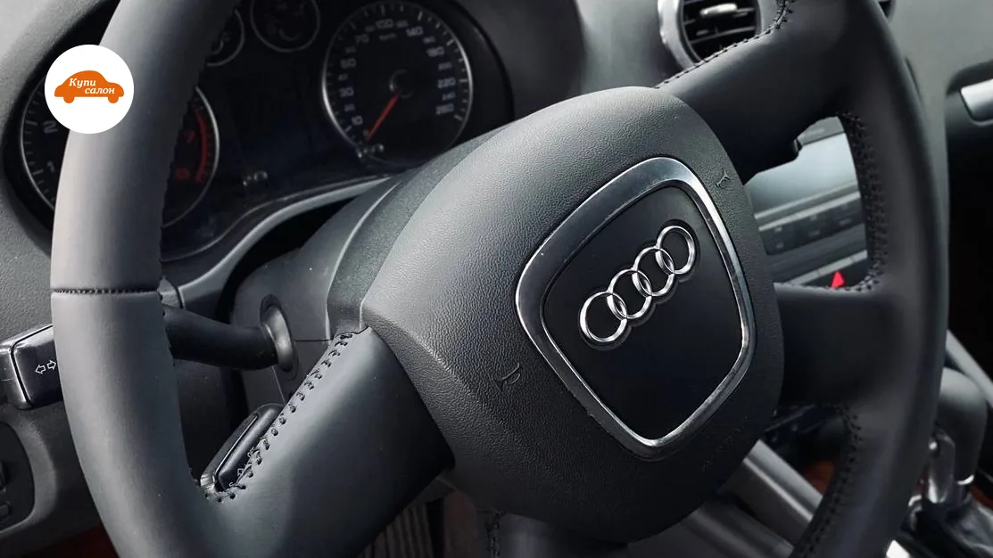 Руль Audi A3 после перетяжки натуральной кожей с отстрочкой