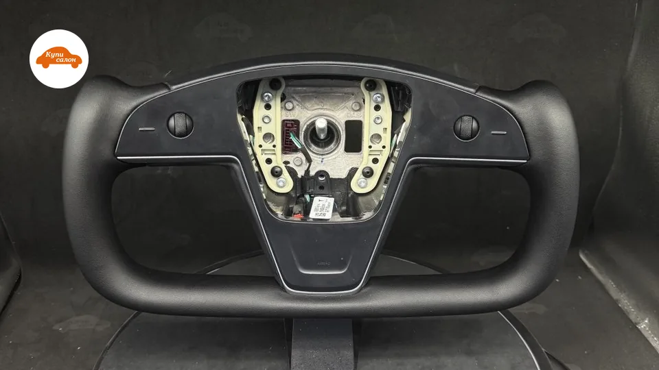 Руль-штурвал Tesla, черный пластик, без подушки безопасности